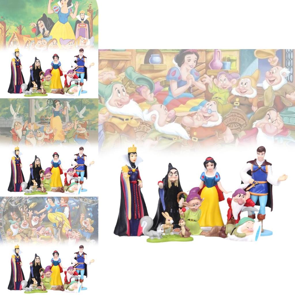 Uroczy Zestaw Figurek Królewny Śnieżki i Siedmiu Krasnoludków Idealny do Dekoracji Tortu