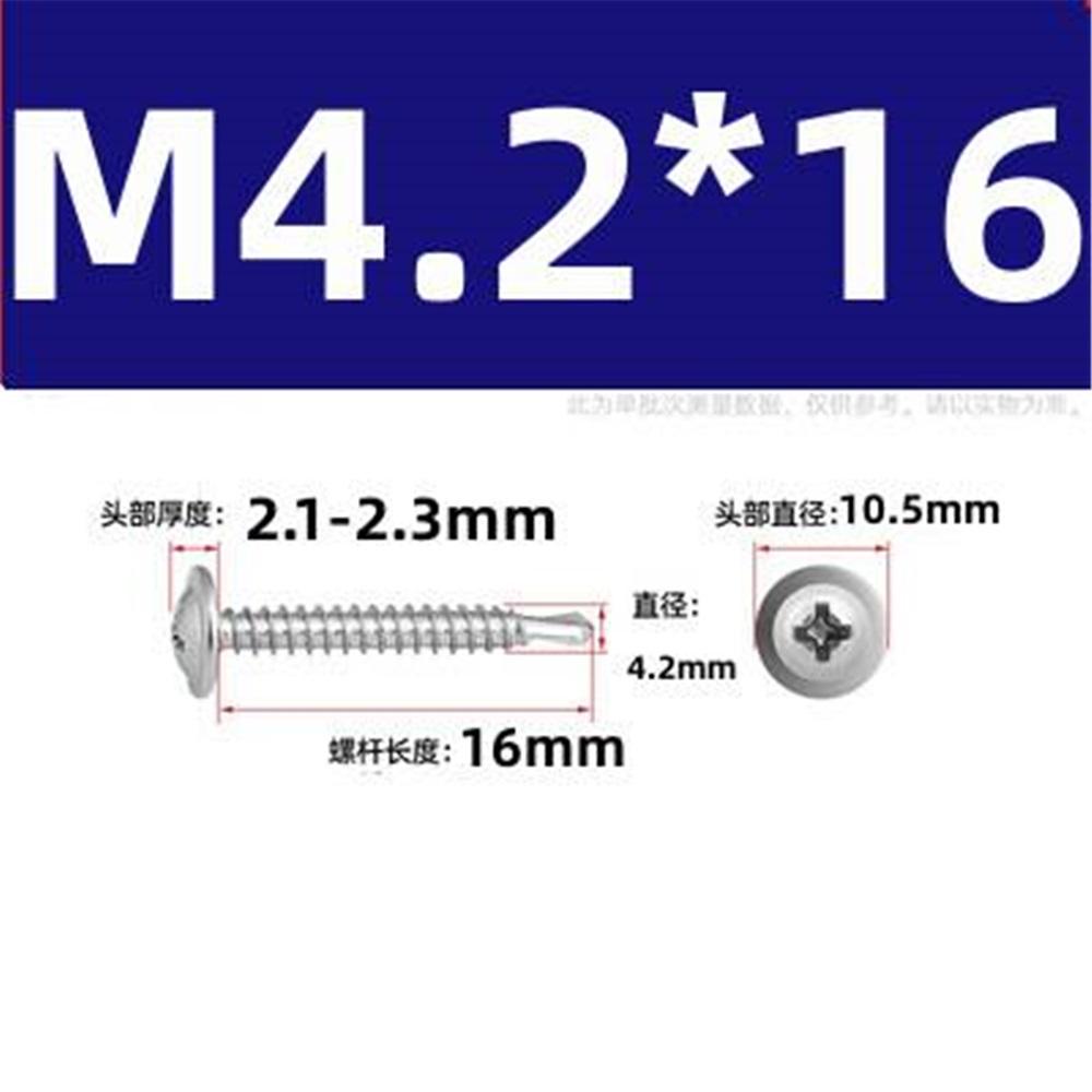 100pcs 410 Stainless Steel Truss Head Self-Tapping Screws – 8 Sizes M4.2x13-50mm, High Strength, Corrosion Resistant For Metal & Wood