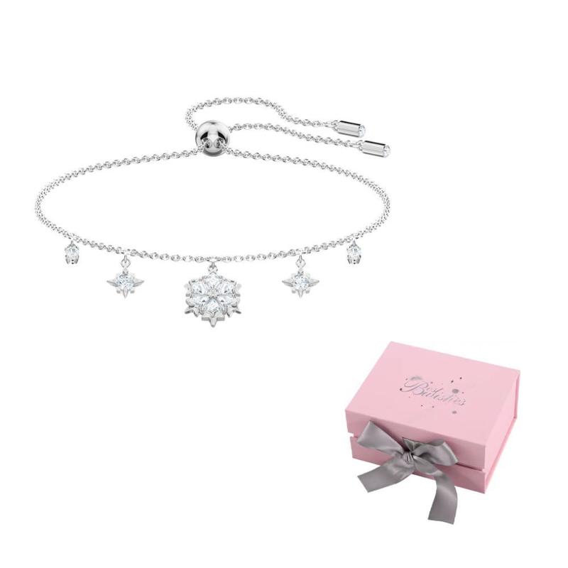 Swarovski Rhodium plated Bracelets Womens F-Pink bow gift box белый