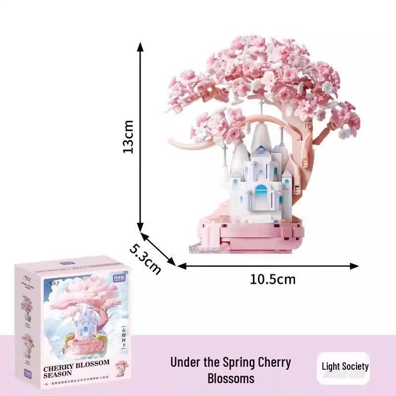 Senbao Cherry Blossom Tree Building Blocks: Romantic Educational Assembly Model Toy for Children