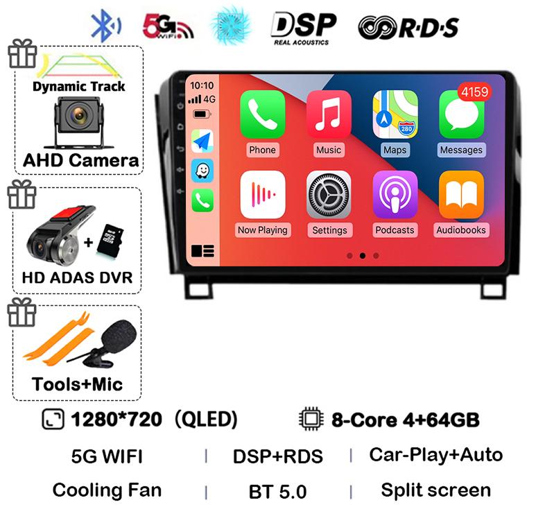 Android 14 Car Radio GPS Audio For Toyota Tundra XK50 2007-2013 Sequoia XK60 2008-2017 Multimedia Video Player Navigation Stereo