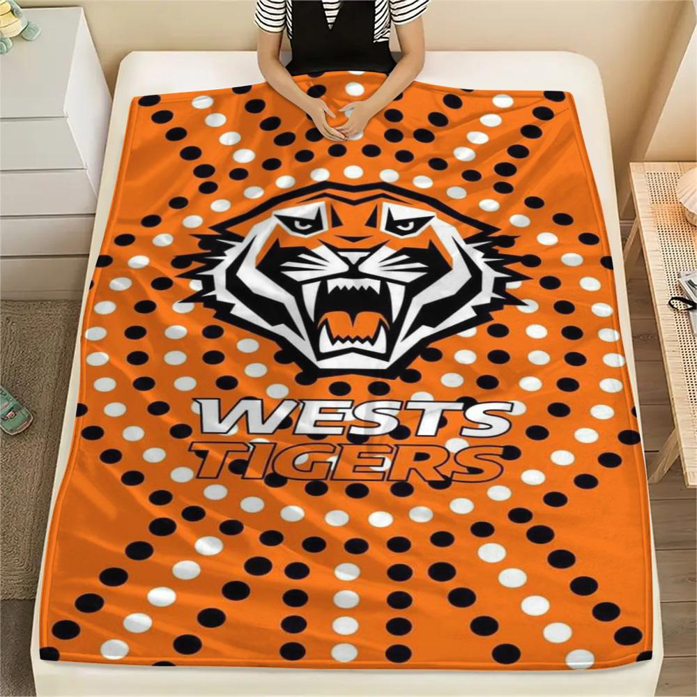 1Pc Wests Tigers Print Flannel Blanket High Quality Warm Comfortable Cover for All Seasons Perfect for Gifts Home Decor