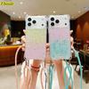 Four Corners Strap Glitter Case For iPhone 17 Pro Max 16 15 11 12 13 14 Plus Air Shockproof Crossbody Lanyard Rope Cord Cover