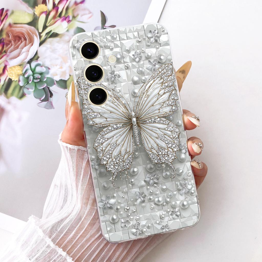 For Samsung Galaxy S25+ S25 2026 Cute Flower Butterfly Cat Painted Case For Samsung S25 5G S25Plus Soft Silicone TPU Phone Cases
