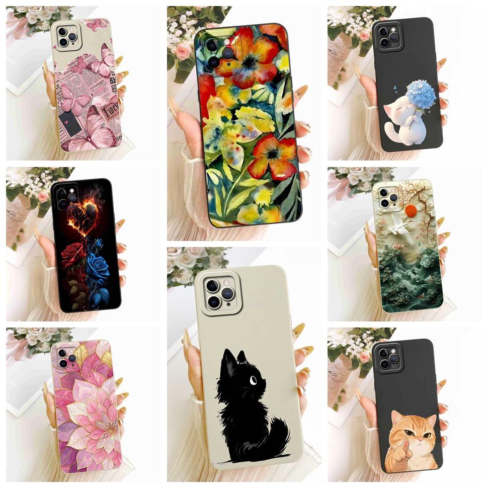 For iPhone 11 Pro 5.8" Case Colorful Flower Cartoon Cat Silicone Back Cover For iPhone 11Pro 11PRO A2215 A2160 A2217 Phone Cases
