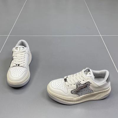 White Shoes Women's Autumn New Round Head Thick Bottom Color Matching XINGX Sports Casual and Comfortable Bread Board Shoes