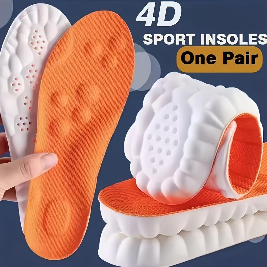 1 Pair (2pcs) 4D Sneaker Insoles, Memory Foam Soft High-elasticity Shoe Pads with Arch Support, Breathable Deodorizing Shock-absorbing Cushions