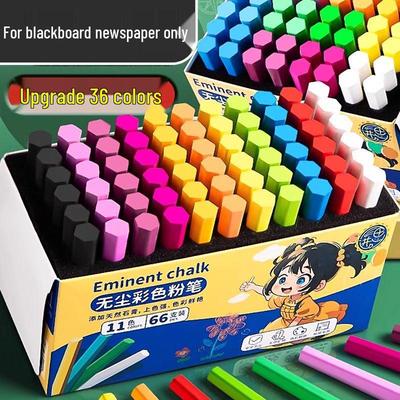Dustless Multicolored Chalk for Teachers - Vivid Colors, Non-Staining, Includes White Chalk