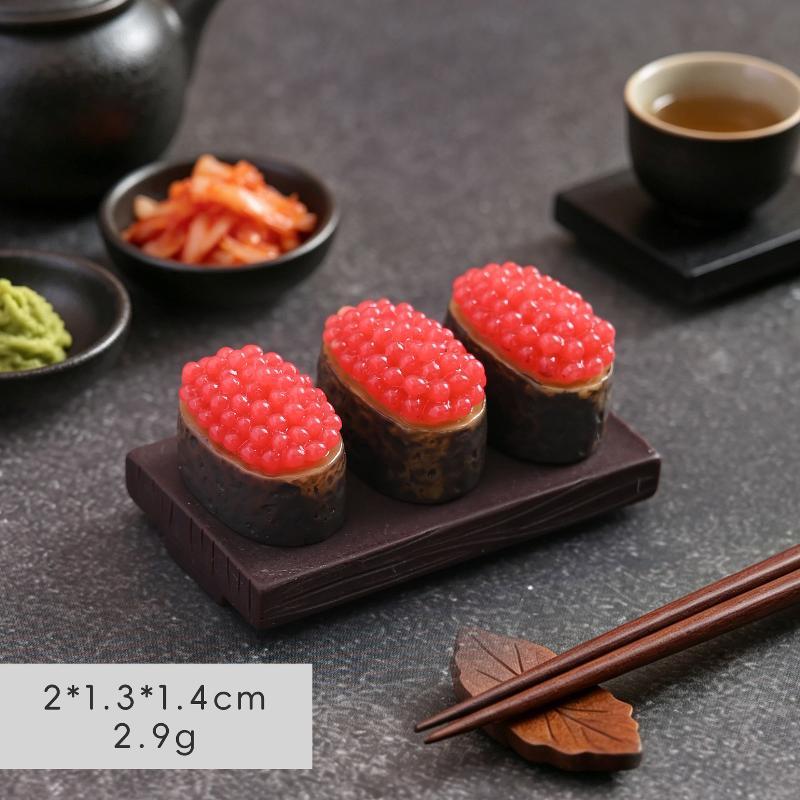 10 Stück Mini Japanisches Sushi Modell Lachsrogen Süßgarnelen Sushi Miniatur Essen DIY Harz Zubehör Anhänger Puppenhaus Dekoration