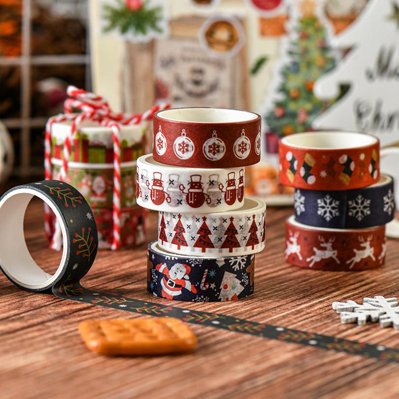 6Pcs Washi Tape Set Festival Christmas Masking Tape Journal Supplies Washitape Stationery Scrapbook Decorative Adhesive Tape