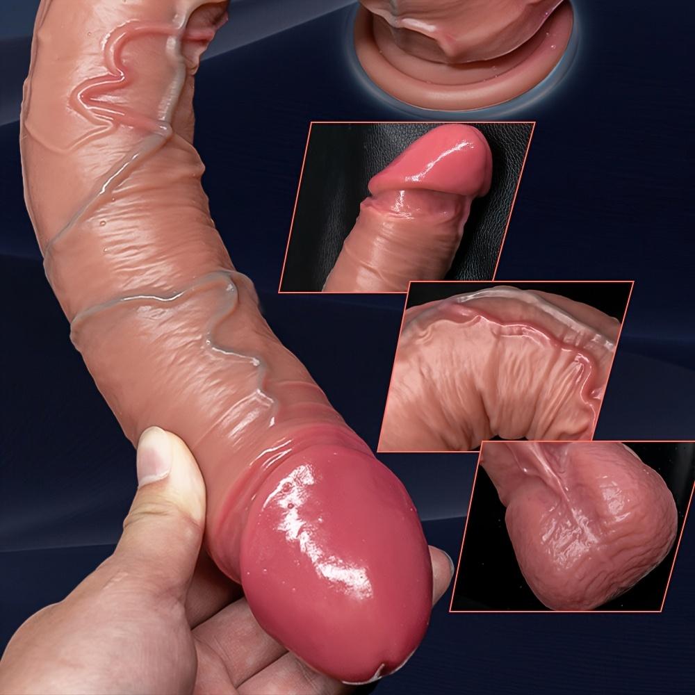 16.93 İnç Uzunluğunda Gerçekçi Silikon Dildo, Dokulu Tutuşlu Yumuşak Gerçekçi Yetişkin Seks Oyuncağı, Kadınlar ve Çiftler İçin Eller Serbest Zevk Uyarıcısı