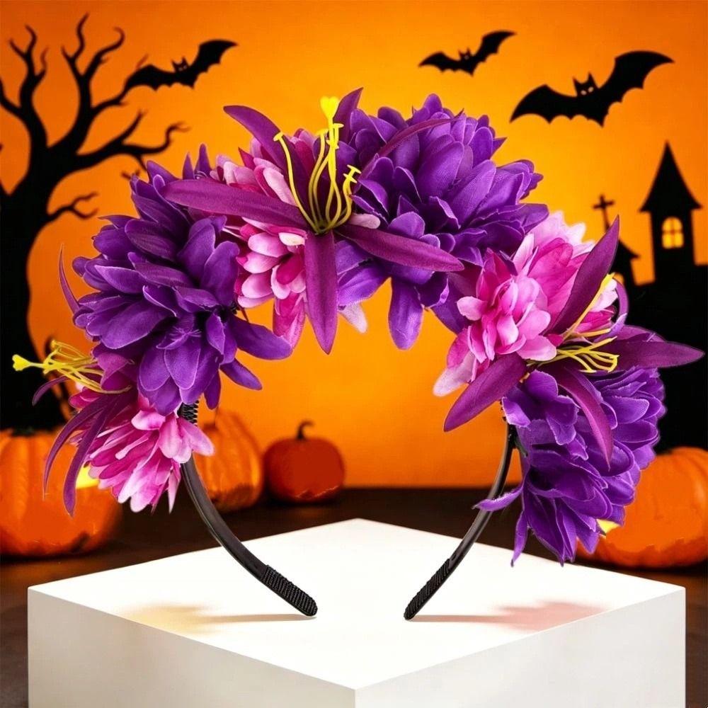 Bright Artificial Marigold Flower Headband Faux Vivid Festive Costume Headwear Photo Prop Artificial