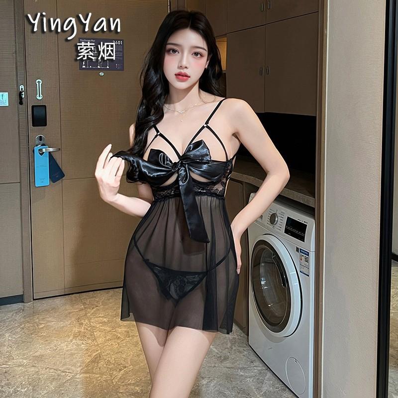 Sexy lingerie sexy perspective mesh small chest suspender nightgown hot passion open crotch free suit