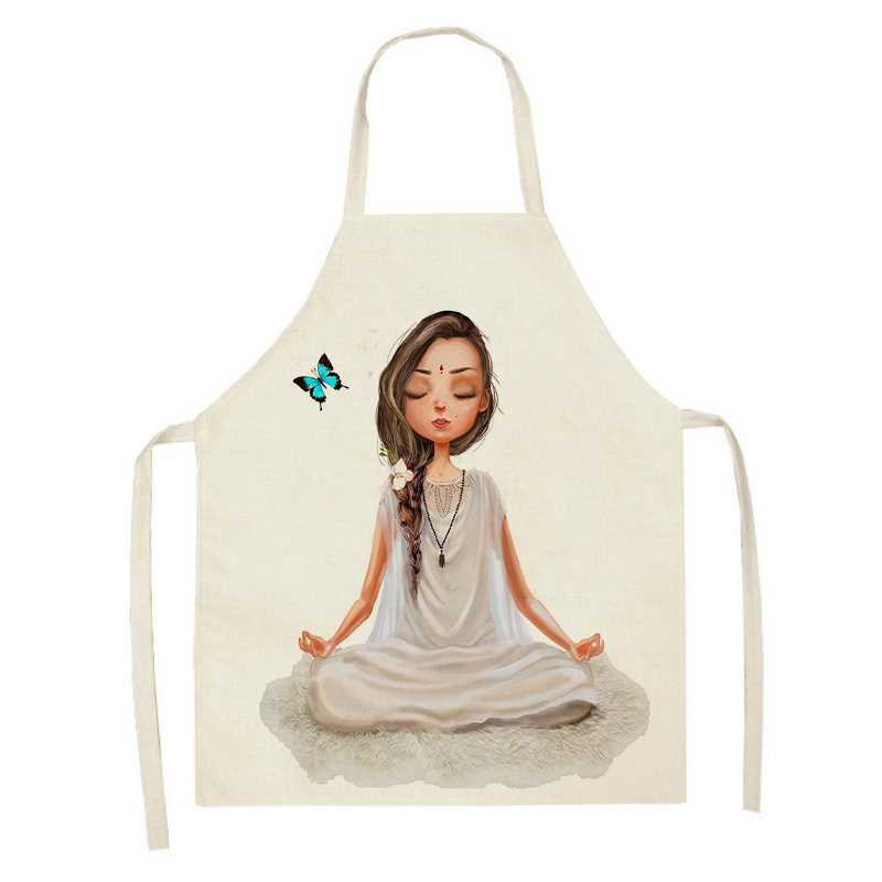 

Кухонный фартук с цветочным узором для девочек, женский льняной фартук без рукавов с принтом русалки, противообрастающий фартук для домашней кулинарии, выпечки, нагрудник на талии 47x38 см 47x38cm