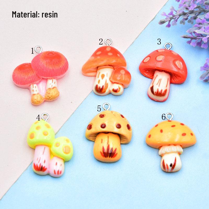Resin Cartoon Mushroom & Red Umbrella Bag Charm DIY Jewelry Accessory