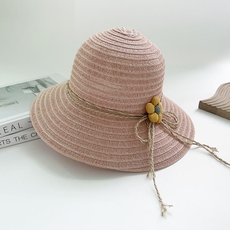 Süßer Blumen-Schleifen-Strohhut Sonnenschutz Strandhut Für Damen Frühling Sommer Herbst