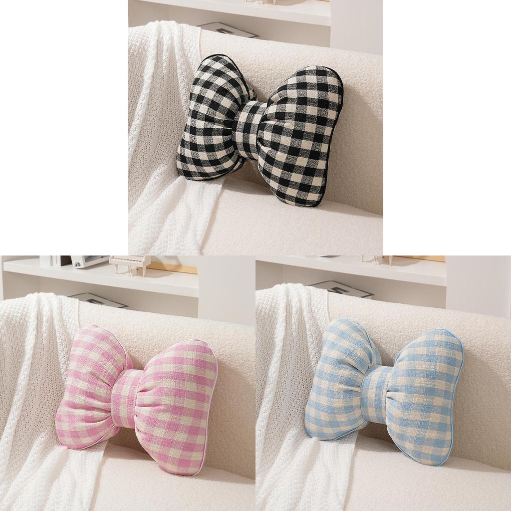 Creative Checkered Bow Cushion For Home Decor And Lounge Comfort