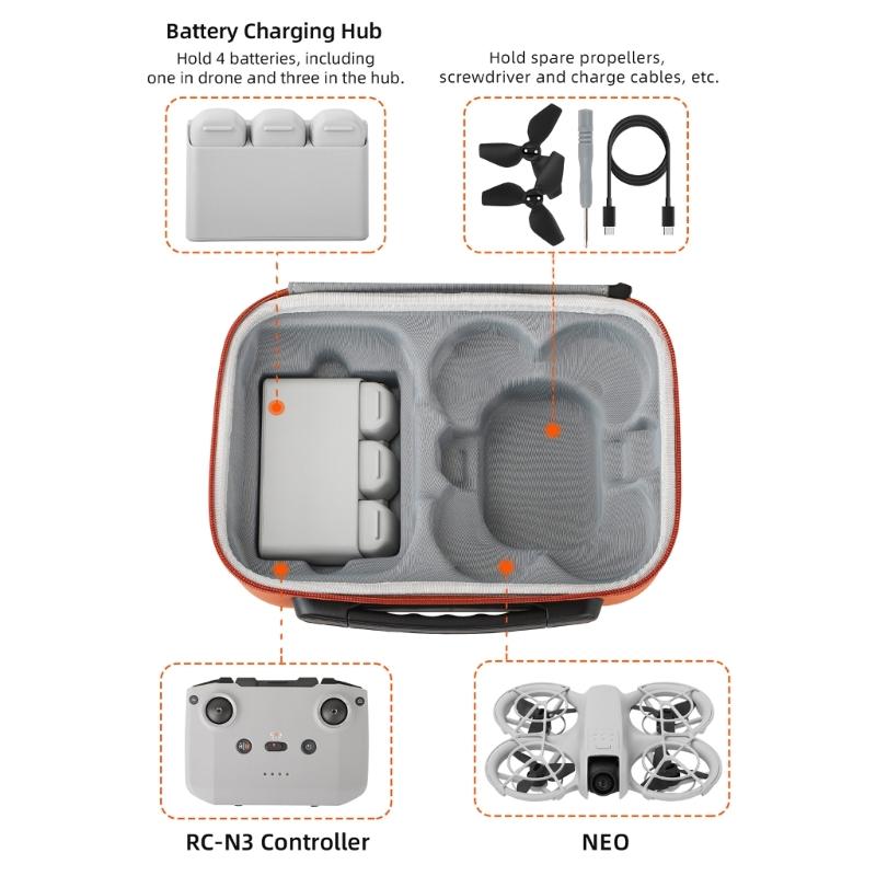 Small Travel Bag For Drones Carry Case, MultiFunctional Organizers With Customs Compartments Travel Handbag