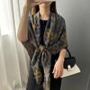 Women Elegant Square Scarf 130x130cm Retro Ethnic Style Soft Cotton Linen Breathable Scarf Large Shawl Female Foulards
