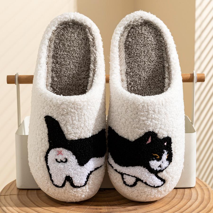 Women Winter Home Warm Slippers Indoor Cute Cartoon Cat Soft Sole Exquisite Bedroom Anti-slip Comfort Fashion Cotton Shoes