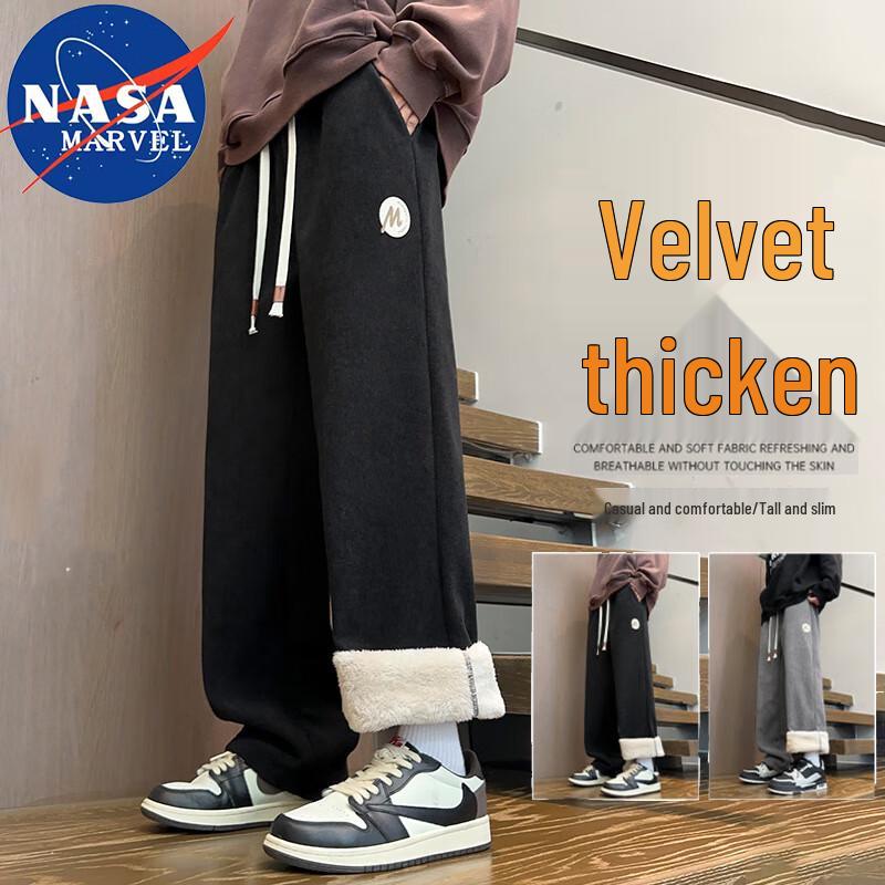 NASA MARVEL Men's Fleece-Lined Straight-Leg Casual Pants