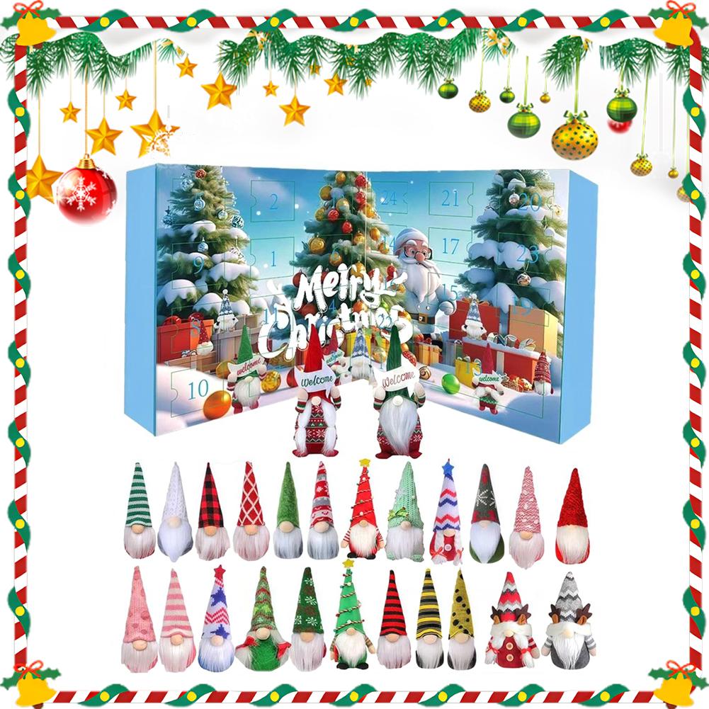 2025 Christmas Cute Mini Gnome Figures Christmas Decorations for Home Christmas Ornament Gnome Countdown Calendar Gifts for Kids