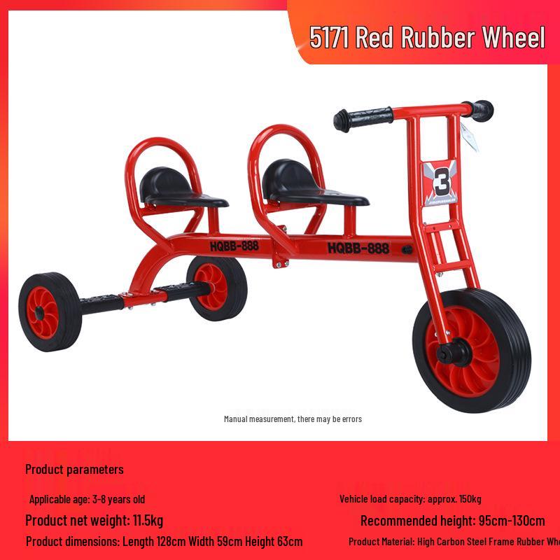 Children's Double Pedal Tricycle with Basket for Outdoor Play