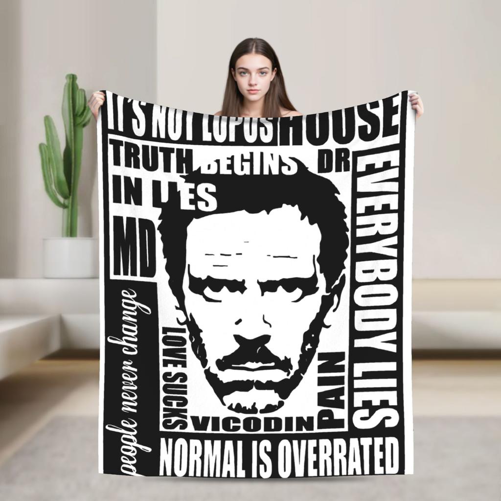 House MD Blanket Hugh Laurie Dr House Plush Vintage Warm Throw Blanket for Chair Covering Sofa Spring Autumn