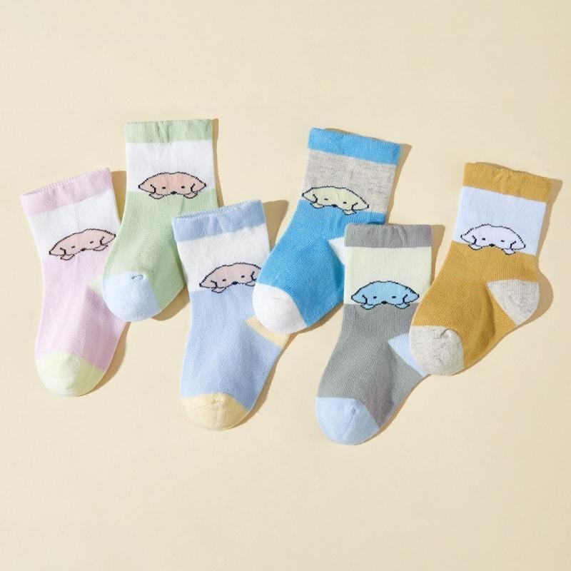 

6 пар/набор Детские носки с принтом животных Удобные Дышащие Повседневные Мягкие Детские носки Хлопковые носки для детей S(0-1y) разноцветный