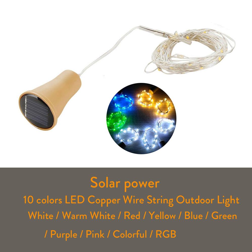 Solar Powered 10LED 20LED Wine Bottle Lights Cork Shape Fairy Lights Garland Christmas Light Copper Wire Home Room Decor Lamp