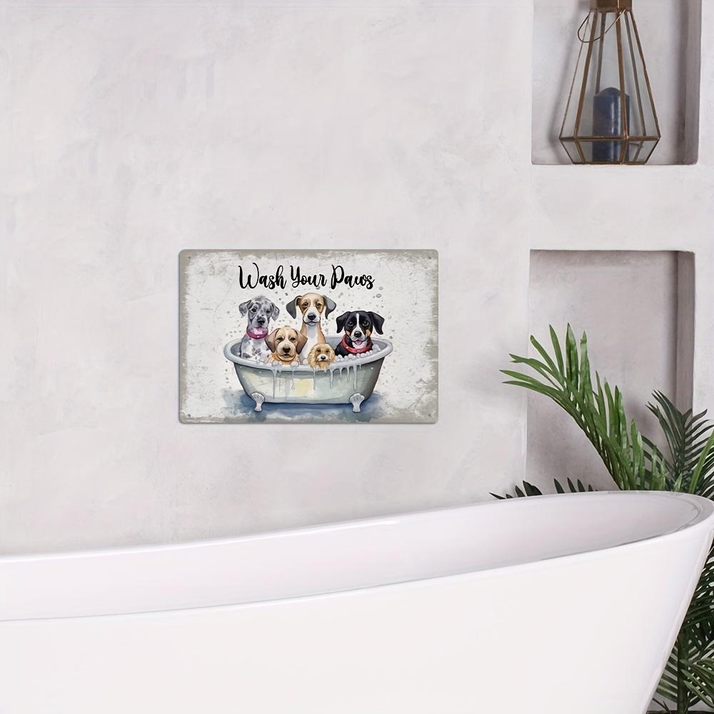 1pc, Dog Metal Sign, Vintage Tin Plaque Wall Art Poster For Home Garden Bathroom Decoration, 7.8 X 11.8 Inches, Wash Your Paws
