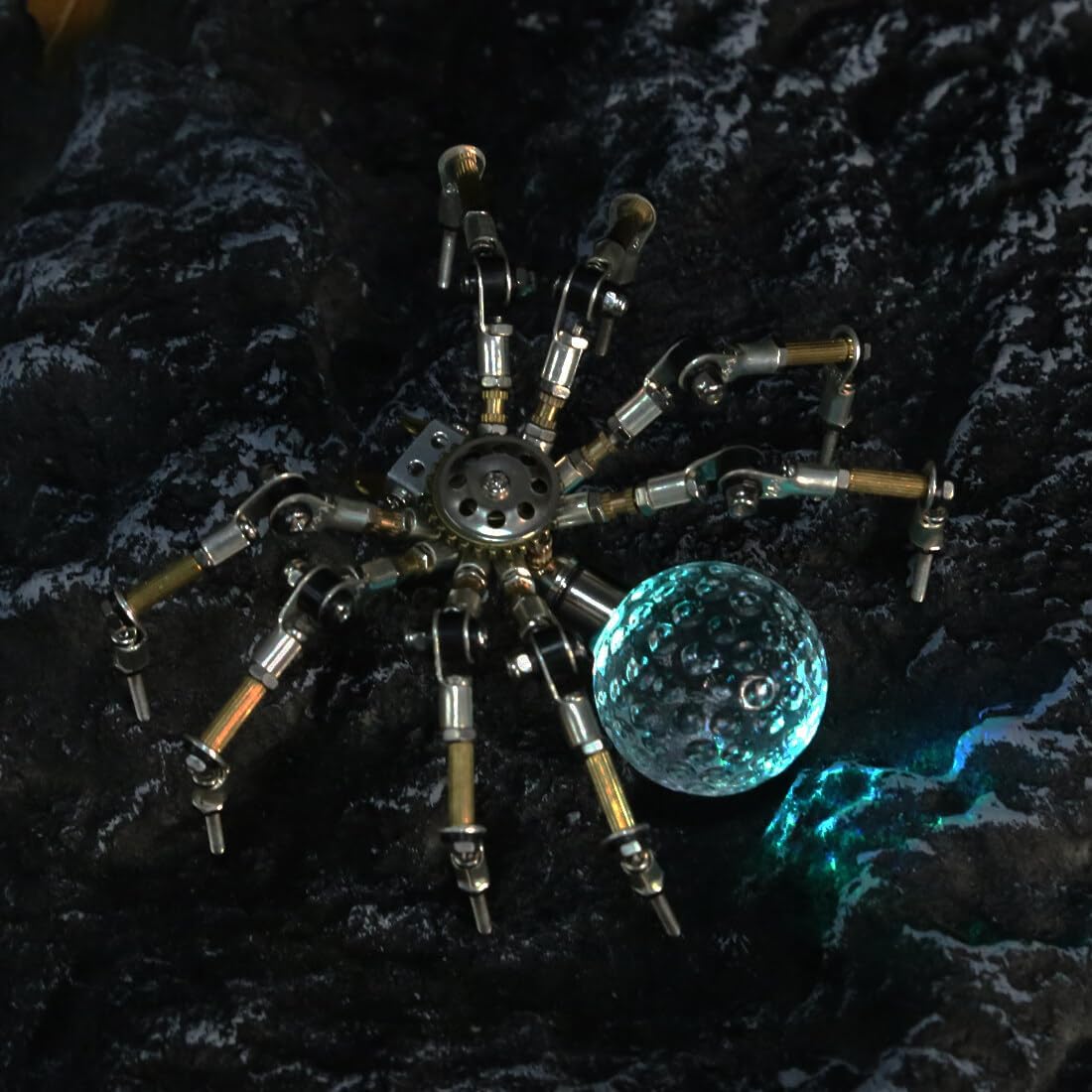 

3D Metal Puzzle Spider Model, with 3CM Glowing LED Crystal Ball, 270PCS+ 3D Mechanical Steampunk Toys 3D Jigsaw Puzzle Handmade Crafts Collection DIY Spider a