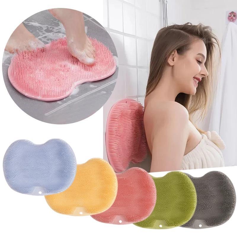 Shower Foot Brush Massage Mat Exfoliating Scrub Shower Back Brush with Suction Cup Foot Wash Brush Nonslip Silicone Bath Mat