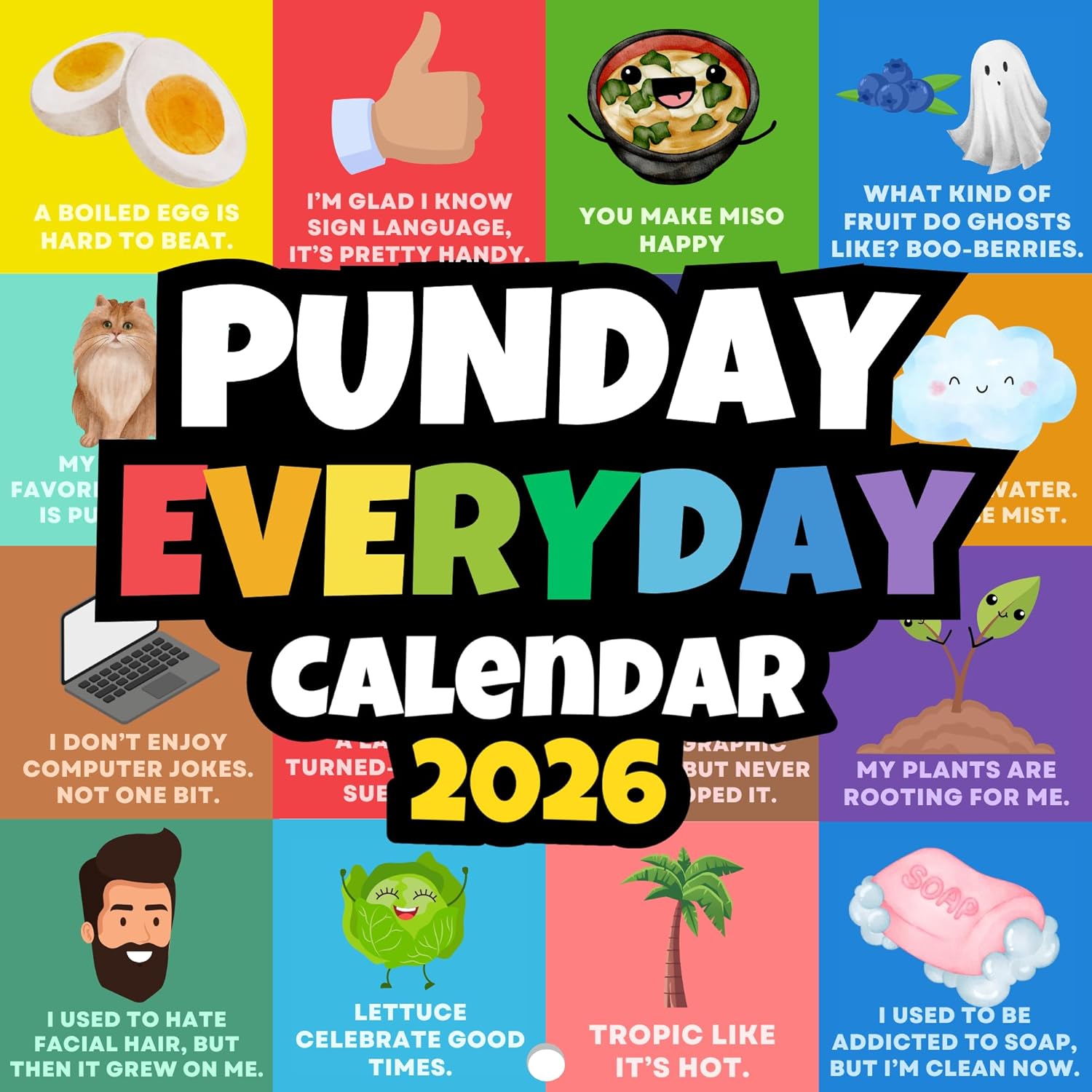 Punday Everyday Calendar 2026 | 12  x 24  Pun a Day Calendar 2026 with Hilarious Wordplay & Daily Laughs for Home & Office | Jokes Wall Calendar 2026