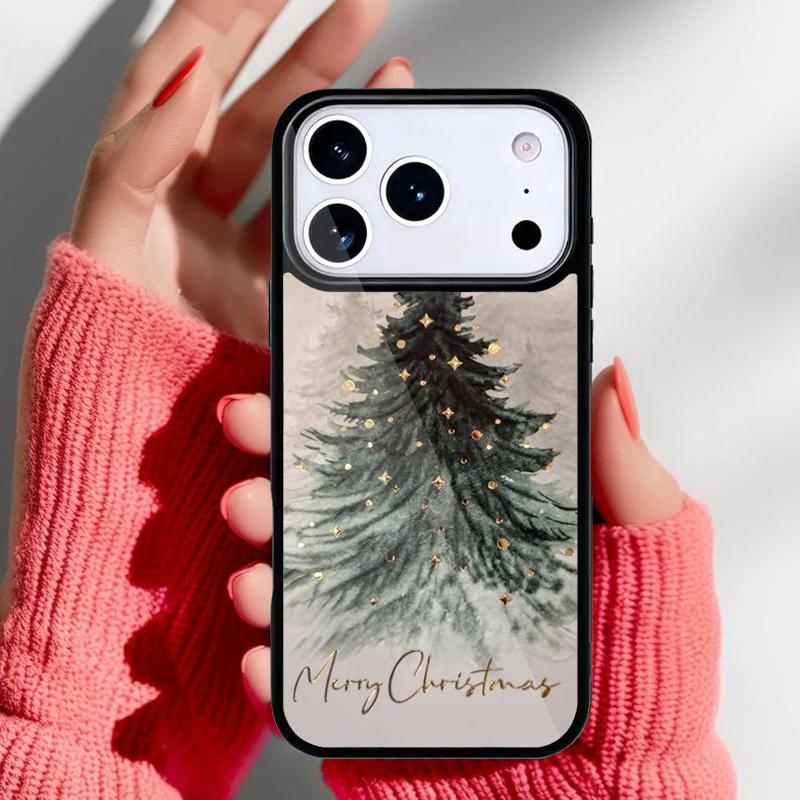 Gold Christmas Trees Phone Case for iPhone 17 16 15 14 13 Pro Max Back Cover for 12 11 Pro Coque