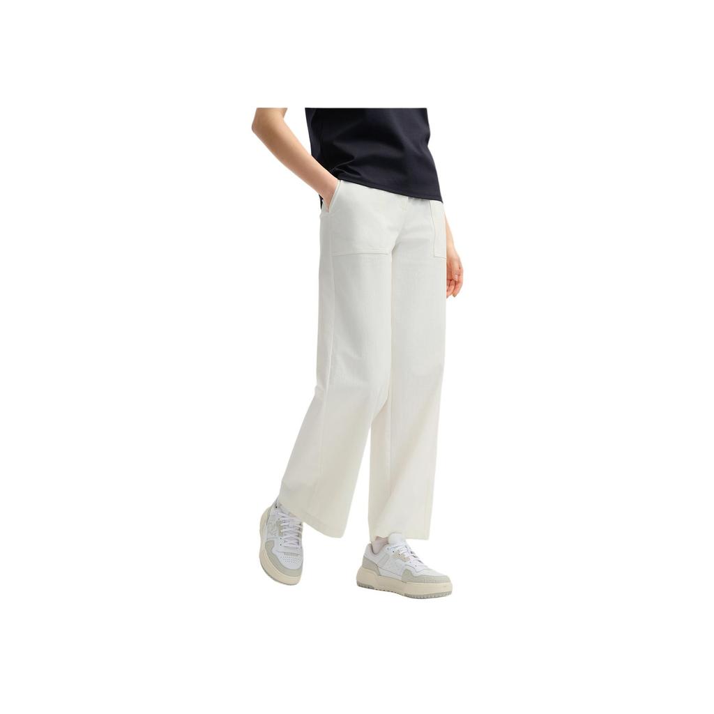 Fila White Series Simple Versatile Comfortable Woven Wide Leg Casual Pants Women Bottoms Cloud-White F11W523801F-WT