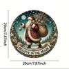 Christmas Santa Claus Snow Scene Metal Wall Art Round Home Decor Sign