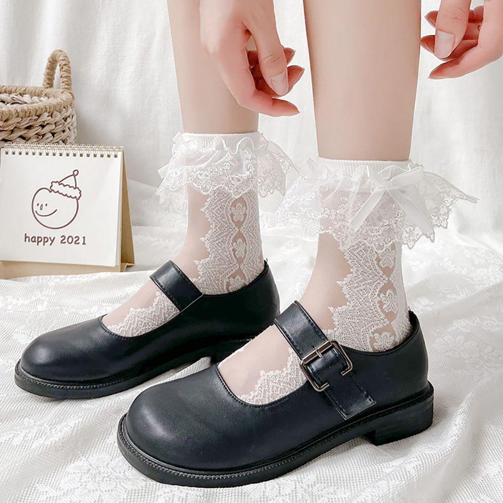 

Harajuku Black Summer Lolita Bow Women Hosiery Lace Socks Short Socks Mesh Socks