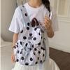 Schoolbag Korean Retro Brown Polka Dot Drawstring Backpack Light and Soft Fabric Student Party Shopping Summer Picnic Atmosphere School Bag