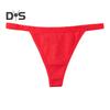 Women Thong Solid Color Slim Fit Mid Waist Cotton Crotch G-string Elastic Briefs Seductive Panties Female Underwear Intimate Clothes for Honeymoons