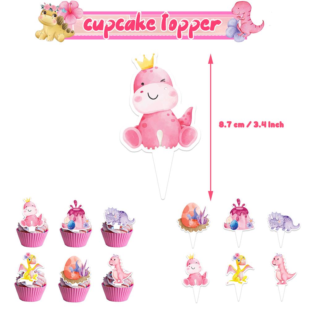 34pcs Dinosaur Party Decorations for Girls Includes Banner Cake Topper Balloon