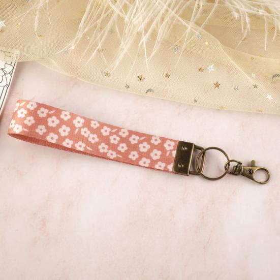 Nyckelring Hänge Rutigt Tryck Faux Läder Handledsrem Nyckelring Armband med Snabbfäste Fjäderring Kvinnor Nyckelhållare