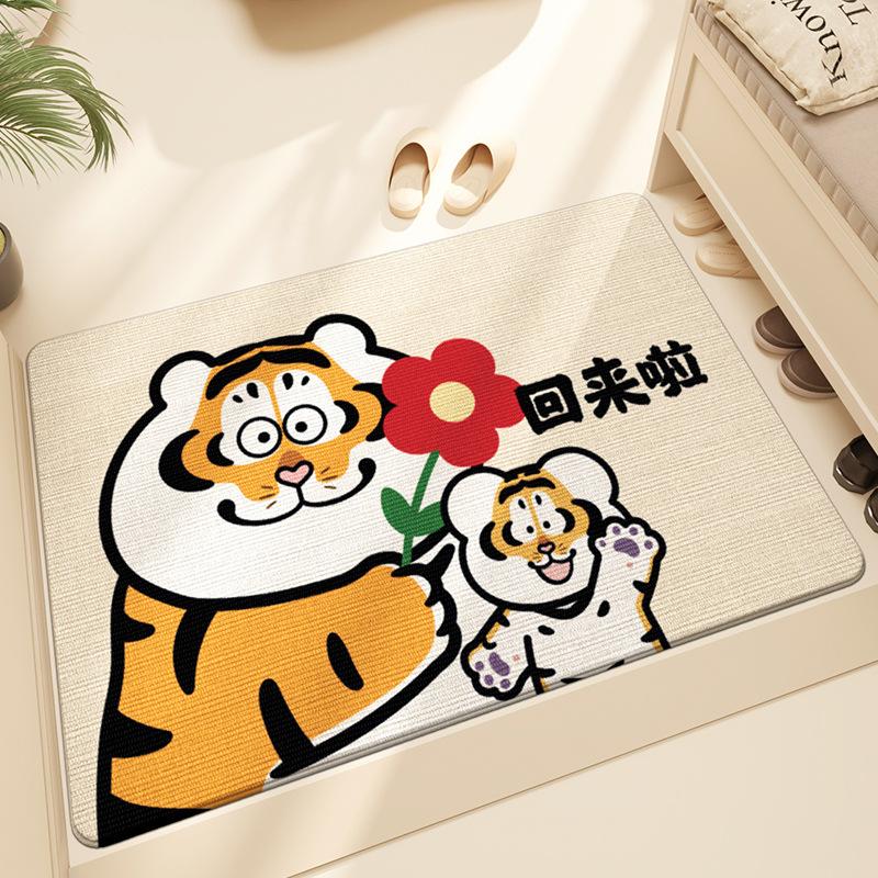 Entrance Door Stain-resistant Floor Mat Keny Velvet Cartoon Home Entrance Door Anti-slip Carpet