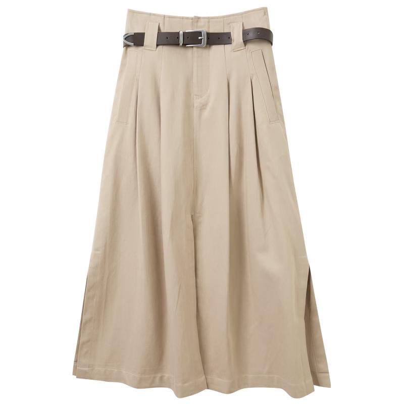 Lyocell Blend Slit A-Line Maxi Skirt