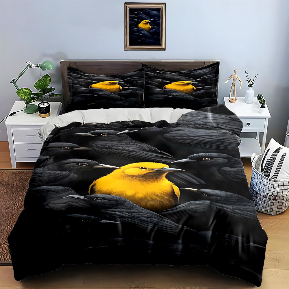 Yellow bird contrast. Bedding Duvet cover sets Duvet covers Pillowcases gifts (1 * Duvet Cover 2 * Pillowcases, without duvet insert)