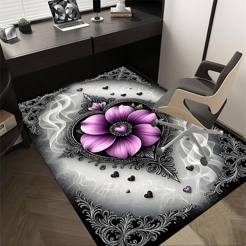 1PC Floral Heart Anti-slip carpet, suitable for Office, bedroomand playrooms. It can also be used as a sofa footrest cover-R18