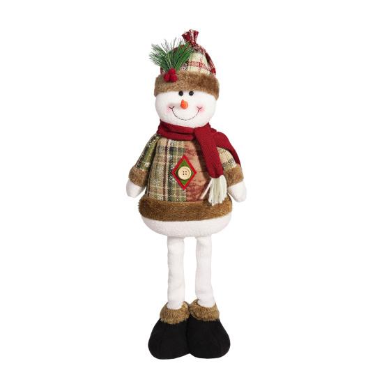Christmas Plush Toy with Retractable Legs Handmade Reindeer Snowman Santa Claus Plush Doll Xmas Holiday Party Decoration Ornament