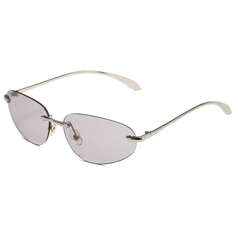 

New Vintage Rivet Metal Rimless Sunglasses Women For Men Sun Glasses Punk Luxury Brand Designer Popular Future Eyewear Uv400