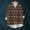 Women's Loose Ruffled Retro Floral Print Stand Collar Long Sleeve Cotton And Linen Top