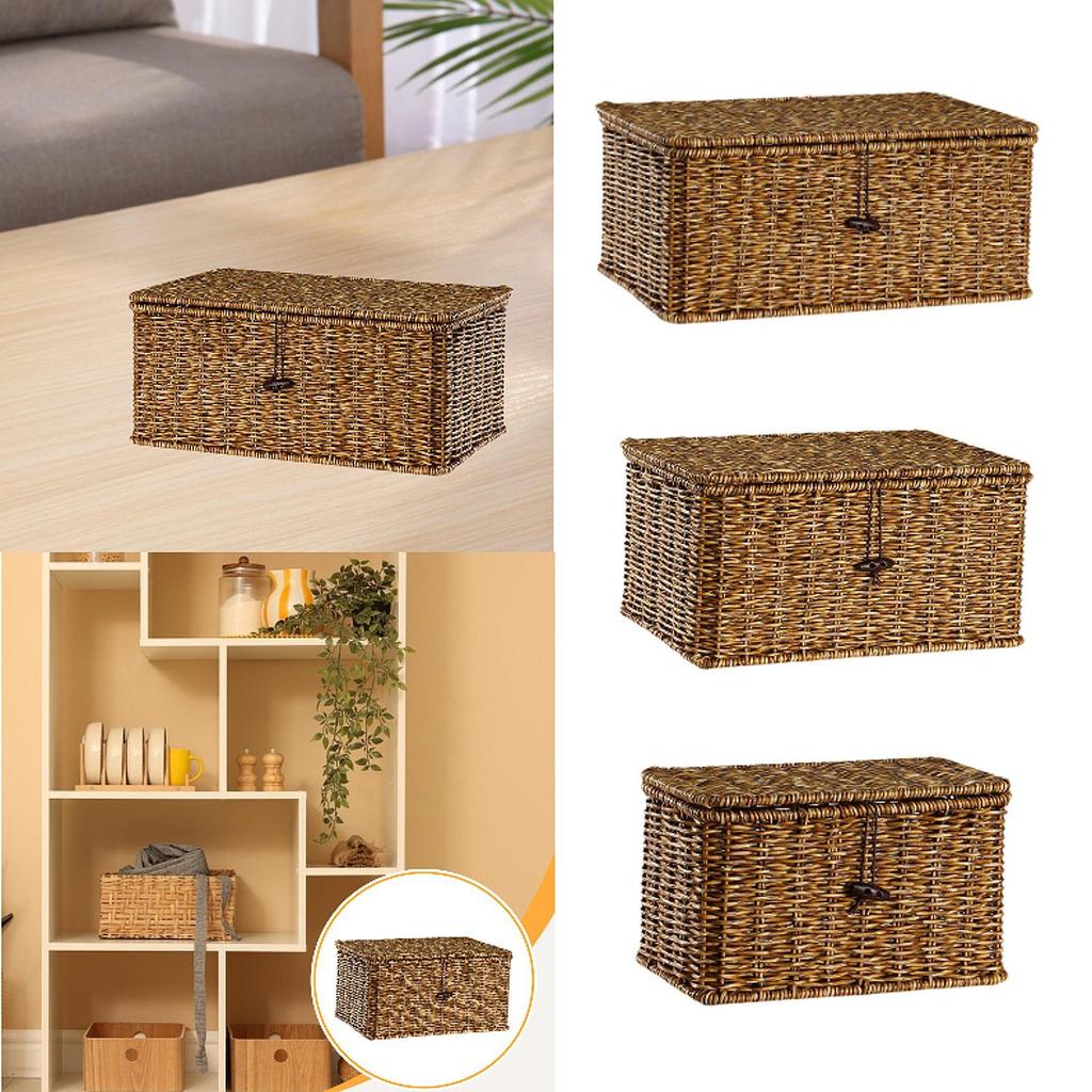 Panier de rangement Bac de rangement portable avec couvercle pour cuisine Salon Garde-manger